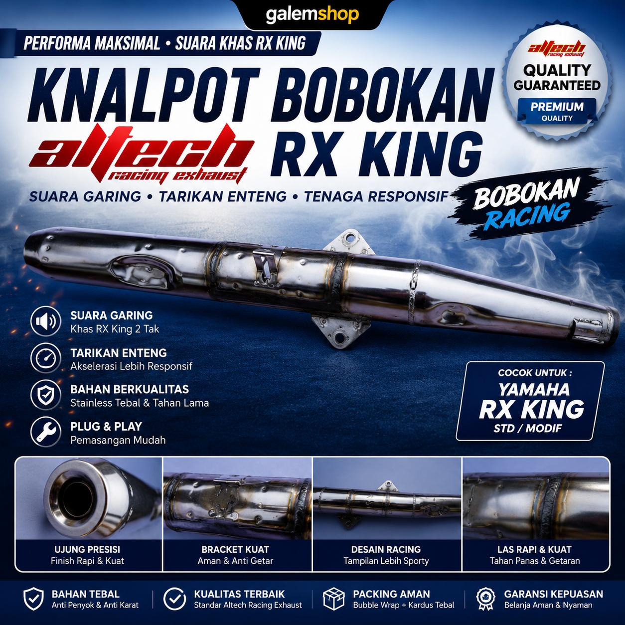 Knalpot Bobokan RX King Altech Performa Harian & Touring